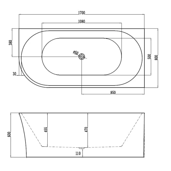 Versa Corner Back To Wall Bathtub 1500/1700mm | Cob&Pen 13 Versa Corner Back To Wall Bathtub 1500/1700mm | Cob&Pen - Image 13