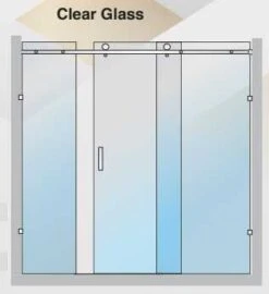 1950-2500mm Three Panel Sliding Shower Screen With Brushed Nickel Hardware