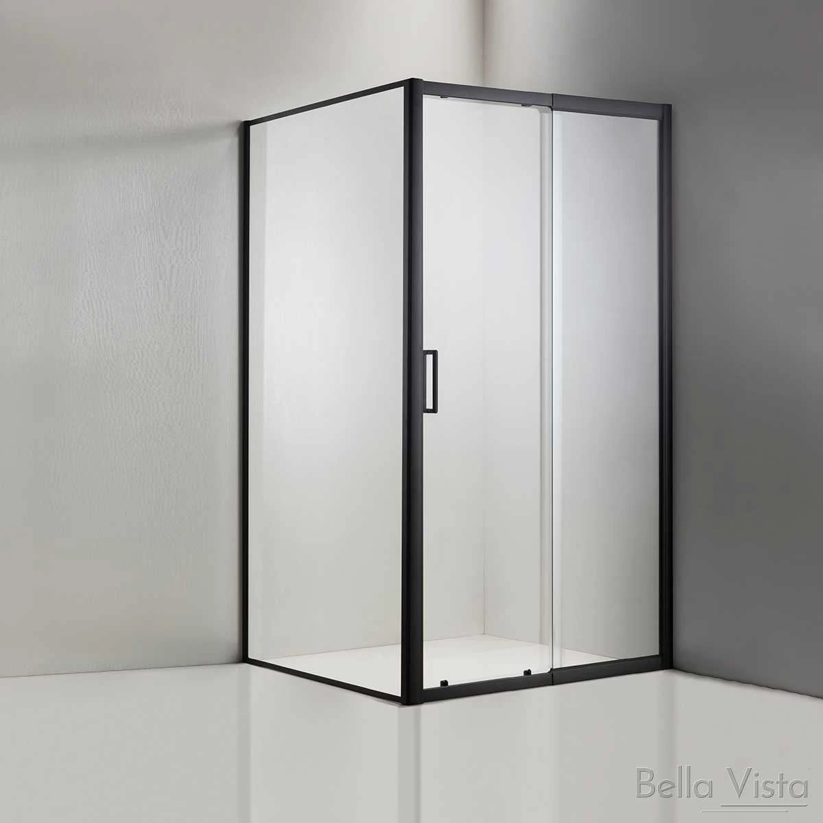 1950mm Semi-Frameless Sliding Screen - Matte Black 1 1950mm Semi-Frameless Sliding Screen - Matte Black