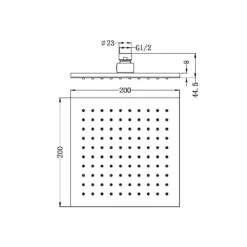 200MM Square Shower Head -HERA BATHWARE 200mm square shower headmatte blackshower headnero tapware 520652