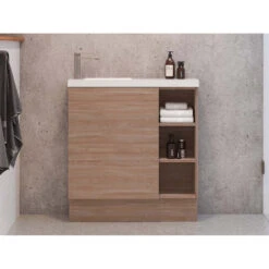 220mm Depth | Eadie Vanity Collection 800mm Cabinet Only -HERA BATHWARE 220mm depth eadie vanity collection 800mm cabinet onlyfreestandingleft hand bowlcompact vanitytimberline 886964