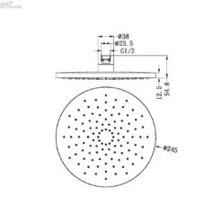 250MM ABS Round Shower Head -HERA BATHWARE 250mm abs round shower headbrushed nickelshower headnero tapware 265525