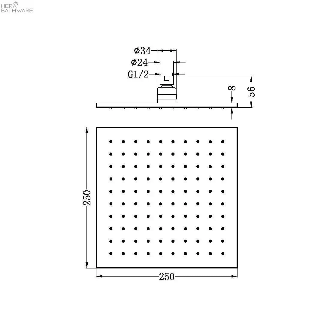 250MM Square Shower Head 5 250MM Square Shower Head - Image 5