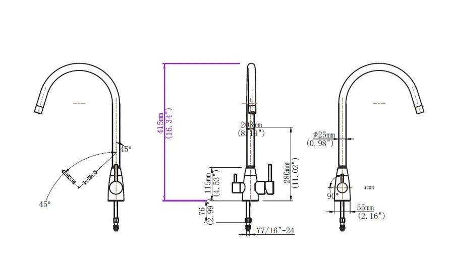 3 Way Pure Drinking Water Hot & Cold Swivel Spout Kitchen Mixer 7 3 Way Pure Drinking Water Hot & Cold Swivel Spout Kitchen Mixer - Image 7