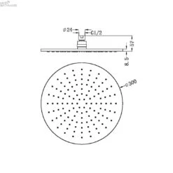 300MM Round Shower Head 36 300MM Round Shower Head -HERA BATHWARE 300mm round shower headbrushed bronzeshower headnero tapware 807127