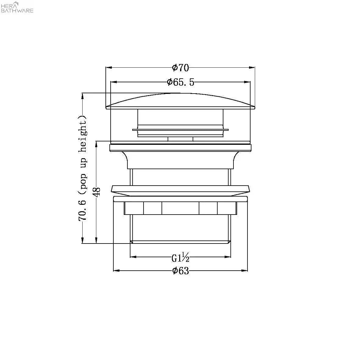 40mm Bath Pop-Up Plug With Removable Waste NO OVERFLOW | NERO 10 40mm Bath Pop-Up Plug With Removable Waste NO OVERFLOW | NERO - Image 10