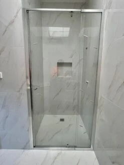 Violet 6mm Semi-Frameless RETURN Panel Chrome | Convex 8 Violet 6mm Semi-Frameless RETURN Panel Chrome | Convex -HERA BATHWARE 6mm semi frameless return panel chrome convex740 760mmshower screenconvex 282165