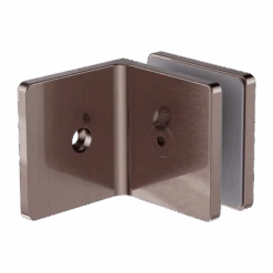 90 DEGREE GLASS TO WALL BRACKET 10MM GLASS -HERA BATHWARE 90 degree glass to wall bracket 10mm glassbrushed bronzewall bracketnero tapware 996391