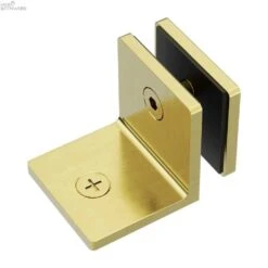90 DEGREE GLASS TO WALL BRACKET 10MM GLASS -HERA BATHWARE 90 degree glass to wall bracket 10mm glassbrushed goldwall bracketnero tapware 970937