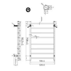 912x620x120mm Square Chrome Electric Heated Towel Rack 8 Bars -HERA BATHWARE 912x620x120mm square chrome electric heated towel rack 8 barschromeheated towel railaquaperla 365482