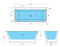 Avis Back To Wall Bathtub | Ceto -HERA BATHWARE ABT1700