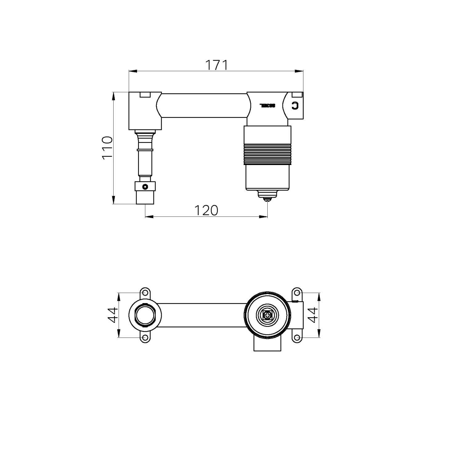 SS316L Progressive Universal Wall Basin / Bath Mixer Body Only 2 SS316L Progressive Universal Wall Basin / Bath Mixer Body Only - Image 2