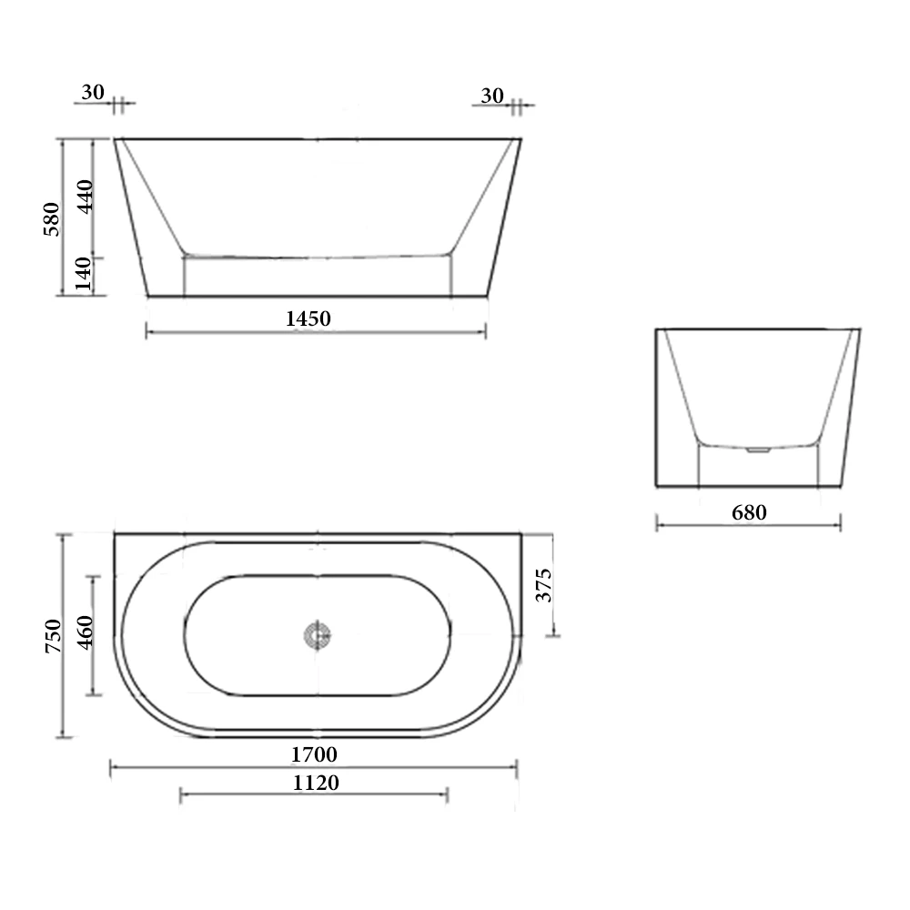 Sorrento Back To Wall Bathtub | BestBm 2 Sorrento Back To Wall Bathtub | BestBm - Image 2