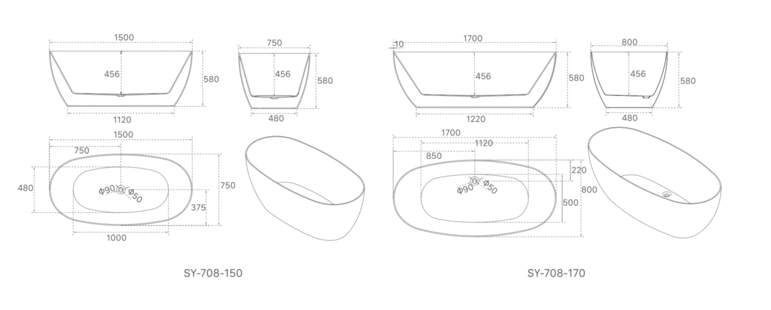 Alice Freestanding Bathtub 1500/1700mm 4 Alice Freestanding Bathtub 1500/1700mm - Image 4