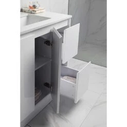 Alice Gloss White Free Standing Vanity - 750mm Drawers On RIGHT -HERA BATHWARE alice gloss white free standing vanity 750mm drawers on rightvanitiesaulic 170436