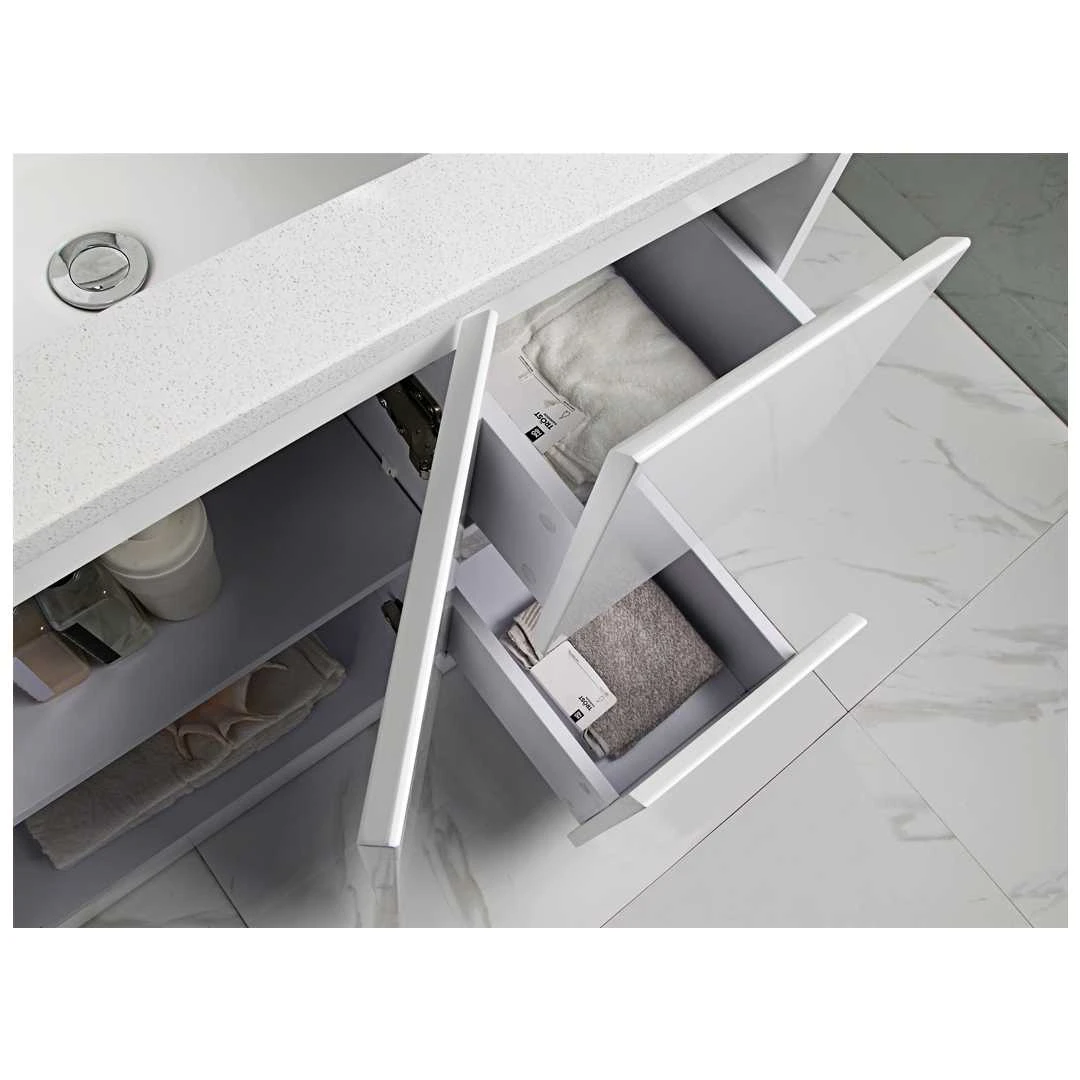 Alice Gloss White Free Standing Vanity - 900mm Drawers On RIGHT 8 Alice Gloss White Free Standing Vanity - 900mm Drawers On RIGHT - Image 8