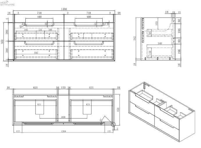 Altona Plywood Wall Hung Vanity 1500mm 6 Altona Plywood Wall Hung Vanity 1500mm - Image 6