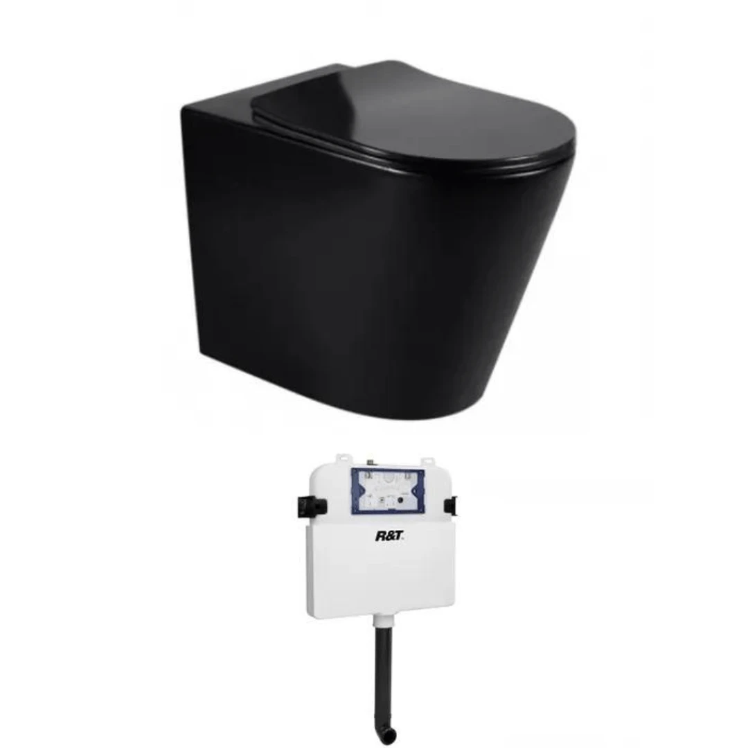 Alzano Matte Black In Wall Toilet With R&T Cistern 1 Alzano Matte Black In Wall Toilet With R&T Cistern