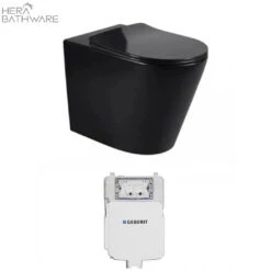 ALZANO Rimless Flushing Matte Black In Wall Toilet With Geberit Cistern