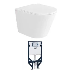 ALZANO Wall Hung Rimless Pan | R&T INWALL Cistern Set