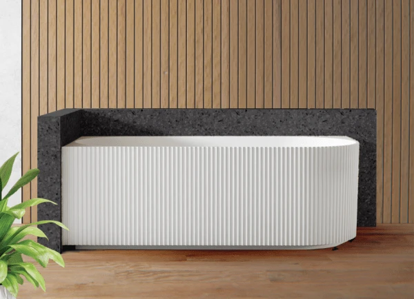 Anika Corner Back To Wall Fluted Bathtub 1500/1700mm 1 Anika Corner Back To Wall Fluted Bathtub 1500/1700mm