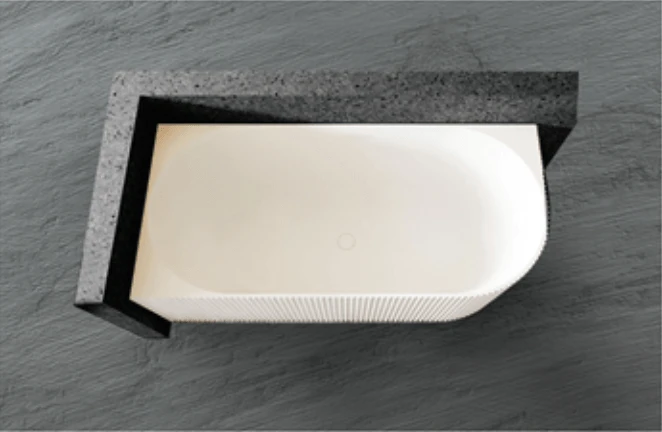 Anika Corner Back To Wall Fluted Bathtub 1500/1700mm 2 Anika Corner Back To Wall Fluted Bathtub 1500/1700mm - Image 2