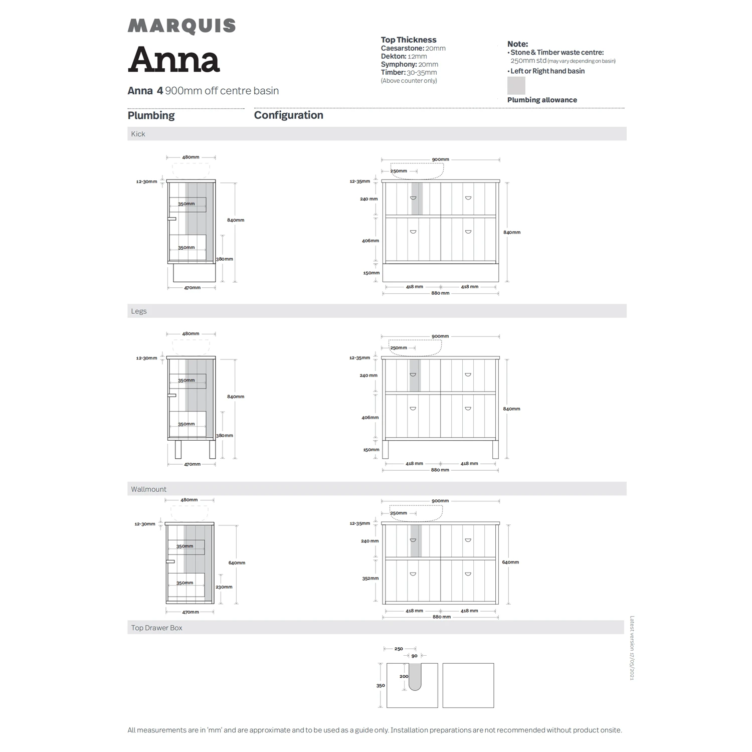 Anna Bathroom Vanity 900mm (off Set Only) | 480 Depth 3 Anna Bathroom Vanity 900mm (off Set Only) | 480 Depth - Image 3