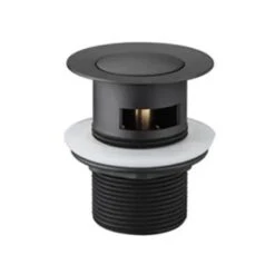 BASIN 32MM BLACK POP UP WASTE WITH OVERFLOW-Matte Black