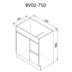 HERA BATHWARE -HERA BATHWARE bellay free standing timber look vanity 750mm drawers on leftvanitieslouis marco 157328