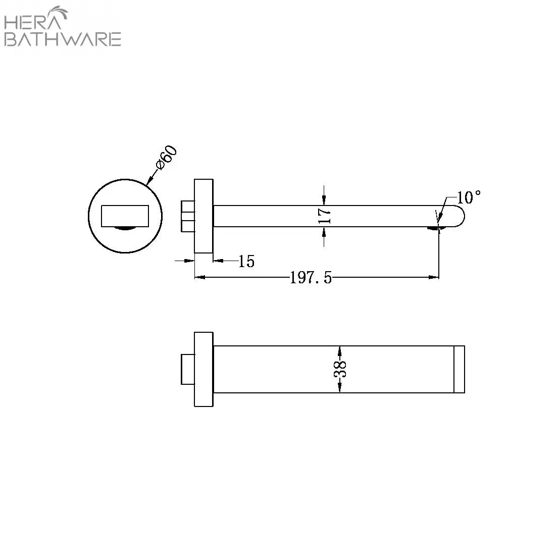 BIANCA FIXED BATH SPOUT 200MM 6 BIANCA FIXED BATH SPOUT 200MM - Image 6