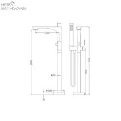 Bianca Freestanding Bath Mixer With Hand Shower -HERA BATHWARE bianca freestanding bath mixer with hand showergun metalfloor bath mixernero tapware 128832