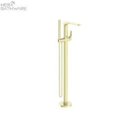 Bianca Freestanding Bath Mixer With Hand Shower -HERA BATHWARE bianca freestanding bath mixer with hand showermatte blackfloor bath mixernero tapware 339714