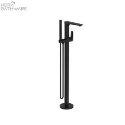 Bianca Freestanding Bath Mixer With Hand Shower -HERA BATHWARE bianca freestanding bath mixer with hand showermatte blackfloor bath mixernero tapware 927742