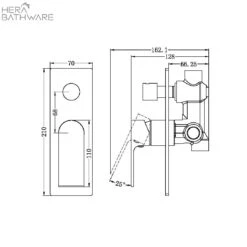 BIANCA Shower Mixer With Diverter -HERA BATHWARE bianca shower mixer with diverterbrushed goldshower mixernero tapware 868941