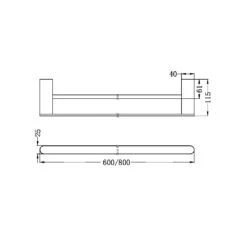BIANCA Towel Rail 600MM Single/Double Towel Rails 19 BIANCA Towel Rail 600MM Single/Double Towel Rails -HERA BATHWARE bianca towel rail 600mm singledouble towel railssingle towel railbrushed goldtowel railnero tapware 120340