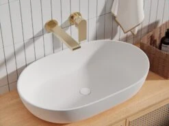 BIANCA Wall Basin Mixer Seperate -HERA BATHWARE bianca wall basin mixer seperate187mmbrushed goldtapwarenero tapware 917005