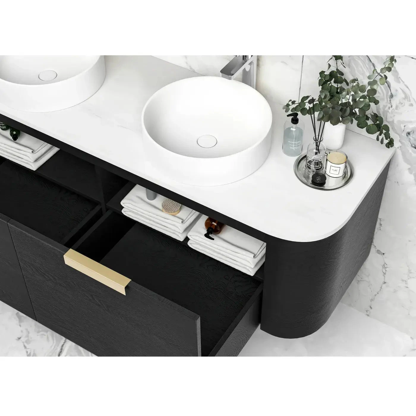 Bondi Black Oak 1800mm Wall Hung Vanity 2 Bondi Black Oak 1800mm Wall Hung Vanity - Image 2