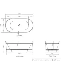 Bondi Matte White Free Standing Bathtub -HERA BATHWARE bondi matte white free standing bathtubmatte white1500mmbathtubotti 585022