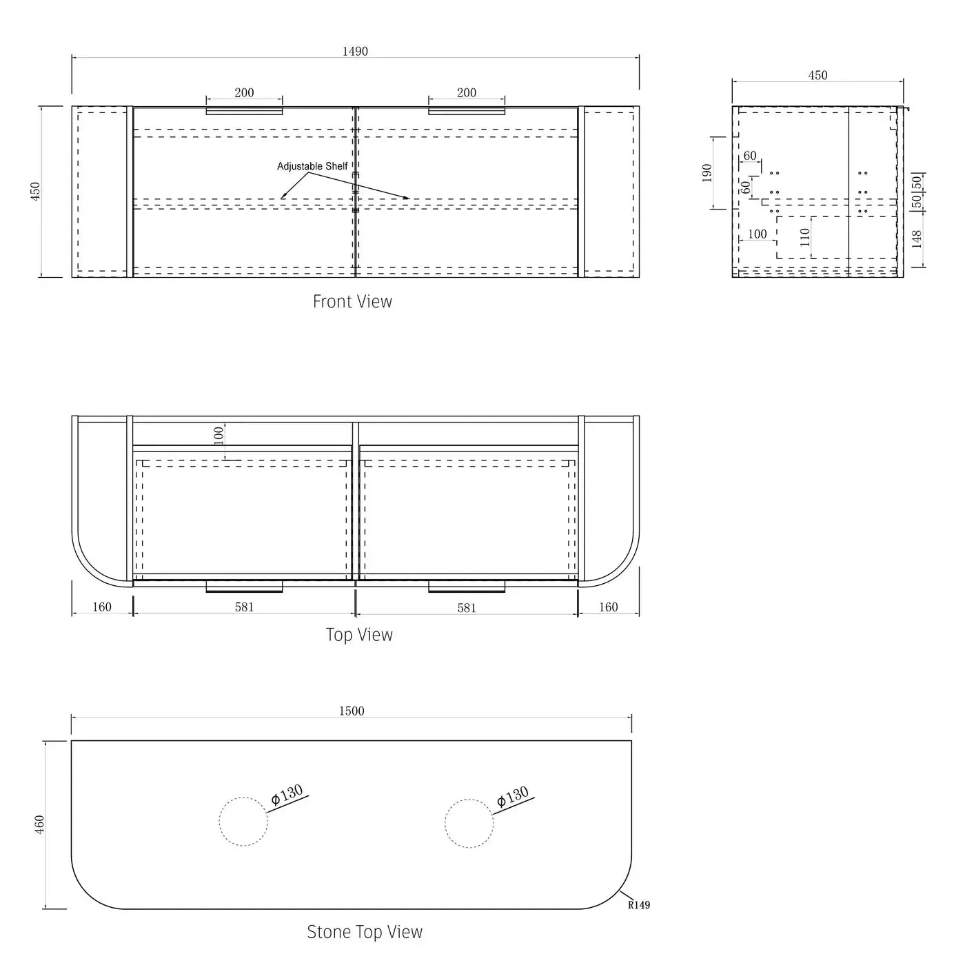 Bondi Natural Oak 1500mm Wall Hung Vanity 6 Bondi Natural Oak 1500mm Wall Hung Vanity - Image 6