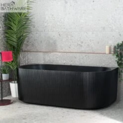 Brighton Groove Fluted Back To Wall Bath Matte Black