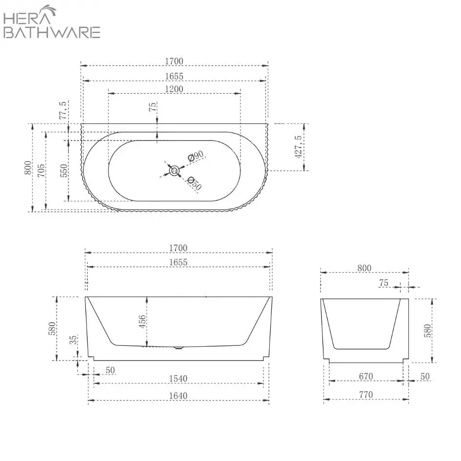 Brighton Groove Fluted Back To Wall Bath 5 Brighton Groove Fluted Back To Wall Bath - Image 5
