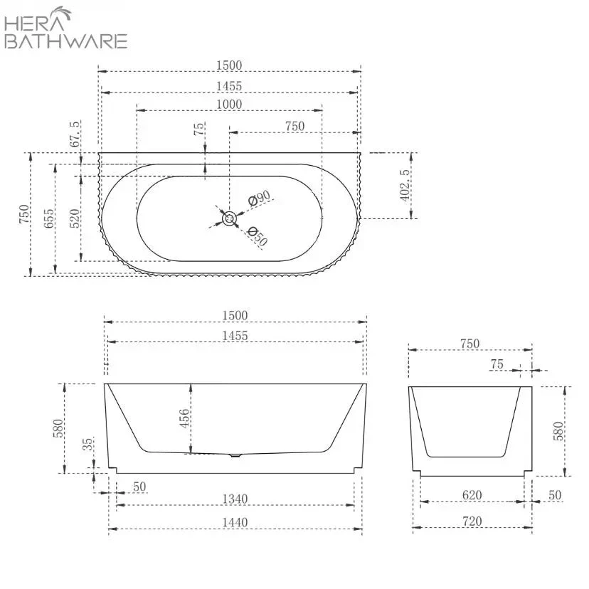 Brighton Groove Fluted Back To Wall Bath 4 Brighton Groove Fluted Back To Wall Bath - Image 4