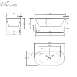 Brighton Groove Free Standing Oval Bathtub Matte Black -HERA BATHWARE brighton groove free standing oval bathtub matte blackmatte black1500mmbathtubkdk bathware 653029