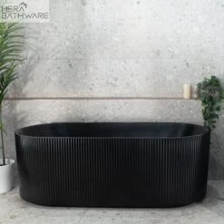 Brighton Groove Free Standing Oval Bathtub Matte Black -HERA BATHWARE brighton groove free standing oval bathtub matte blackmatte black1500mmbathtubkdk bathware 966648