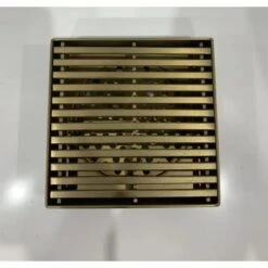 Brushed Gold Linear Stainless Steel Floor Grate - 80 Mm