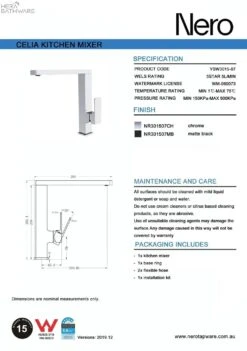 CELIA Square Neck Kitchen Mixer 8 CELIA Square Neck Kitchen Mixer -HERA BATHWARE celia square neck kitchen mixerbrushed nickelkitchen mixernero tapware 229757