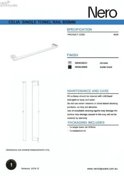 CELIA Towel Rail 800MM 15 CELIA Towel Rail 800MM -HERA BATHWARE celia towel rail 800mmbrushed nickeldouble towel railtowel railnero tapware 271994