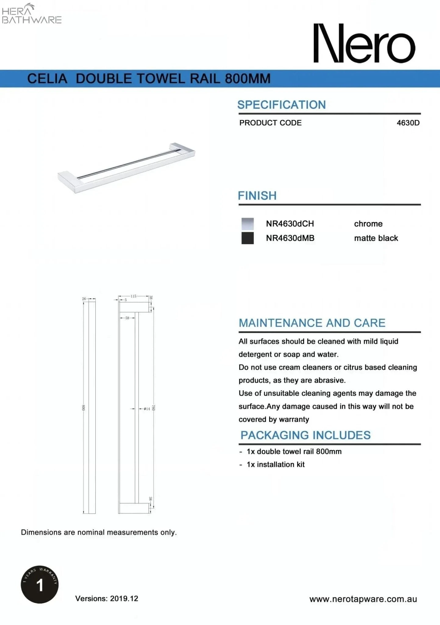 CELIA Towel Rail 800MM 9 CELIA Towel Rail 800MM - Image 9