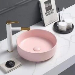 Ceramic Round Basin Size: 355*355*120 | KDK -HERA BATHWARE ceramic round basin size 355355120 kdkmatte pinkkdk bathware 356746