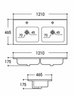Ceramic Top PB-030 Soft Square White Glossy With Overflow | BNK -HERA BATHWARE ceramic top pb 030 soft square white glossy with overflow1200 dceramic topbnk 952710